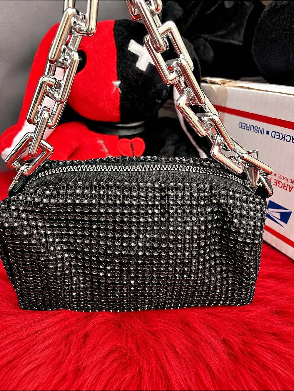 Rhinestone Mini Bag in Black Like New